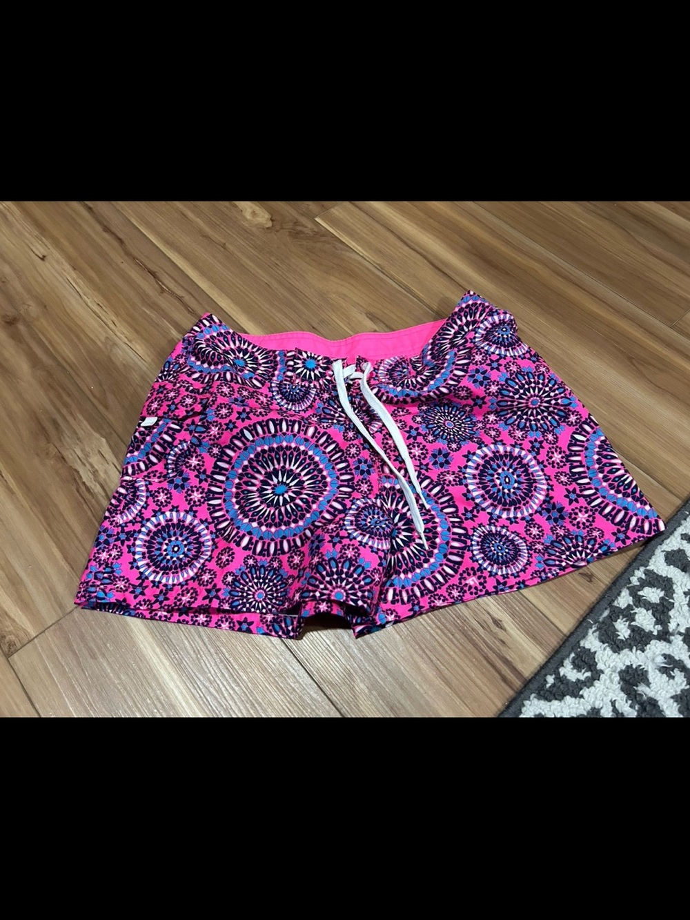 Kanu Surf Hot Pink and Blue Patterned Swim Shorts Size 16